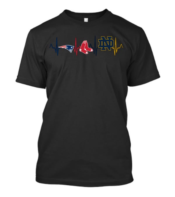 Patriots Red Sox Notre Dame Heartbeat T-Shirt