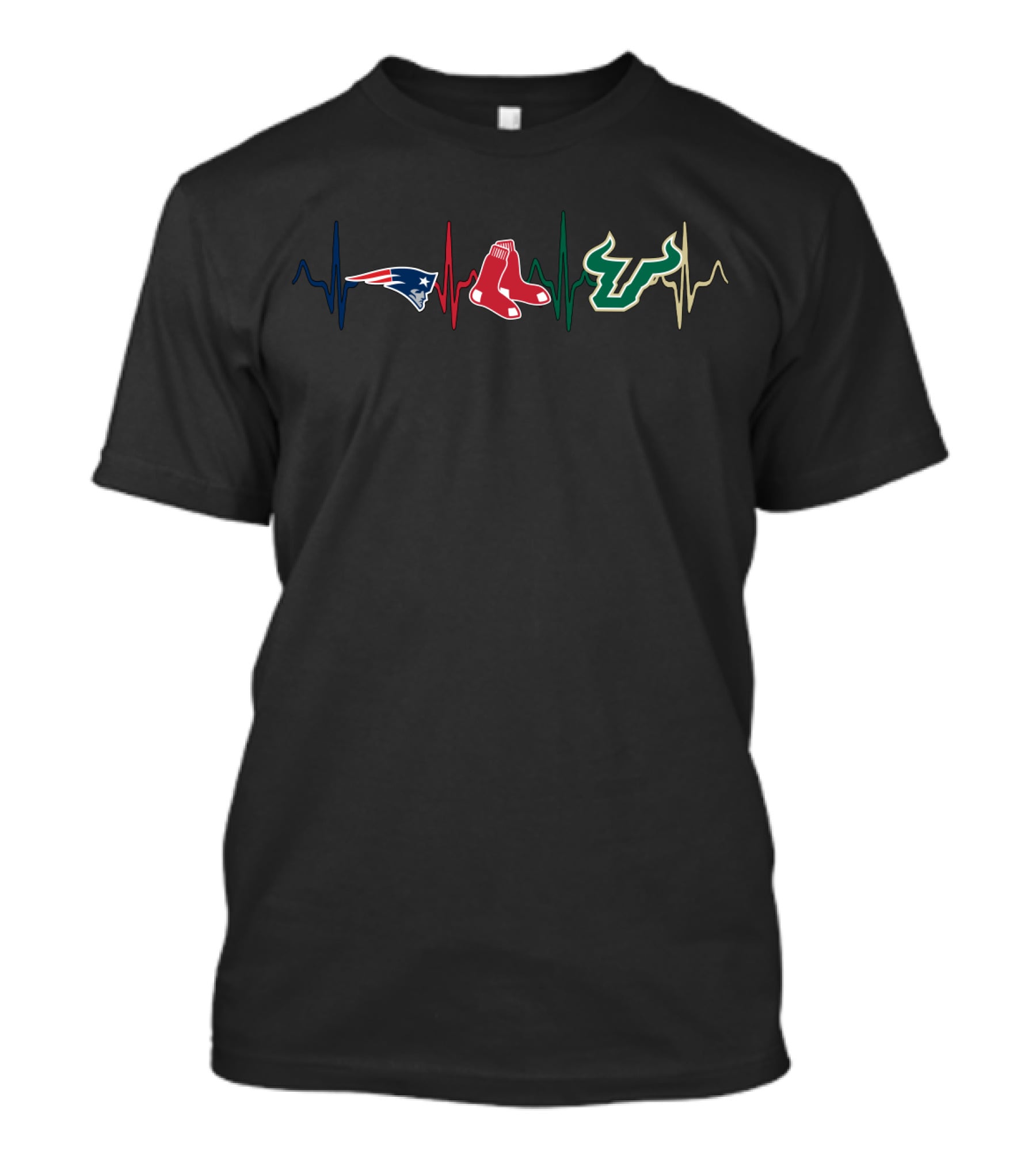 Patriots Red Sox Bulls Heartbeat Sfb T-Shirt