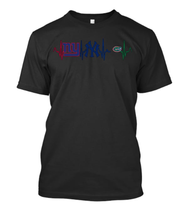 Ny Giants Yankees Florida Gators Heartbeat Love T-Shirt