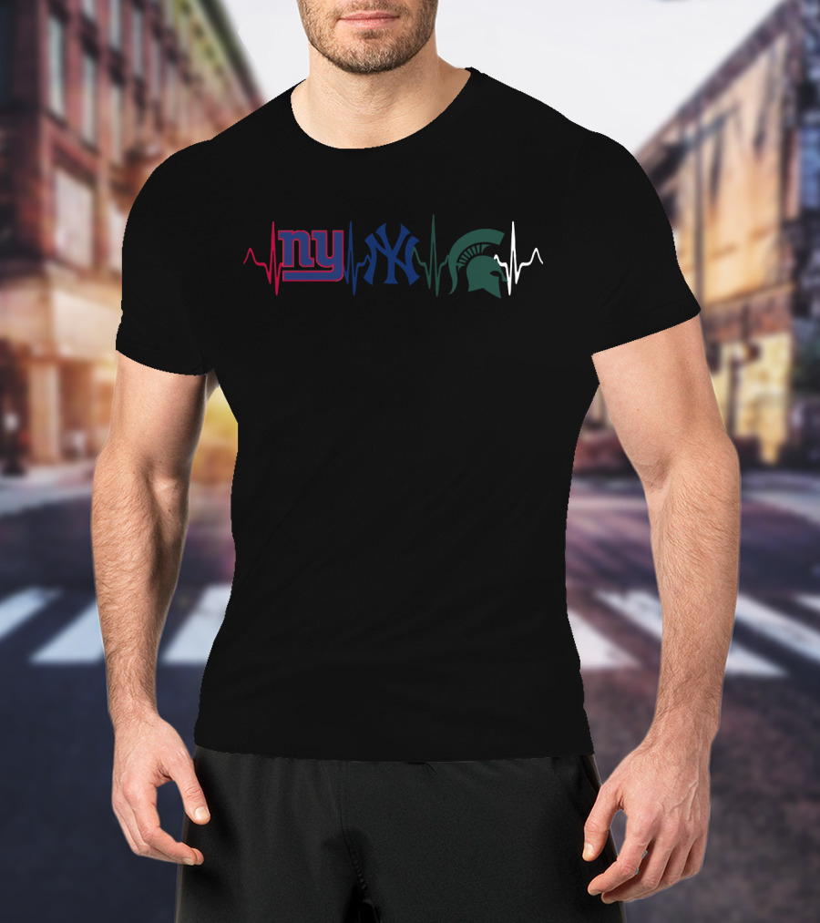 Ny Giants Ny Yankees Spartan Heartbeat Mss T-Shirt