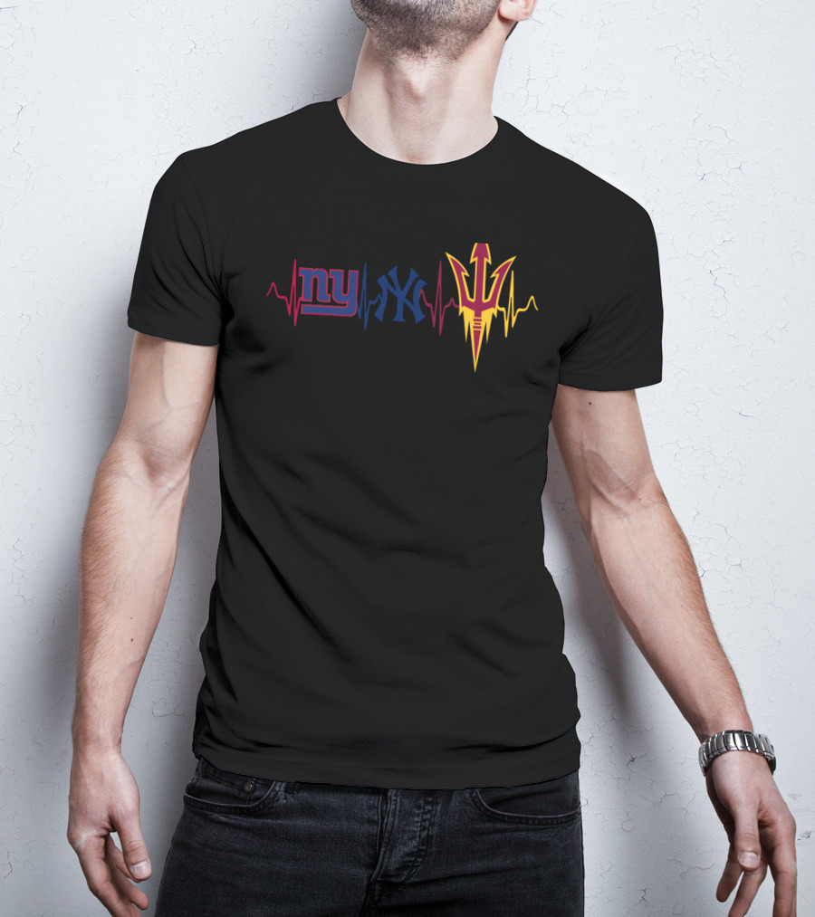 Ny Giants Yankees Arizona State Heartbeat T-Shirt