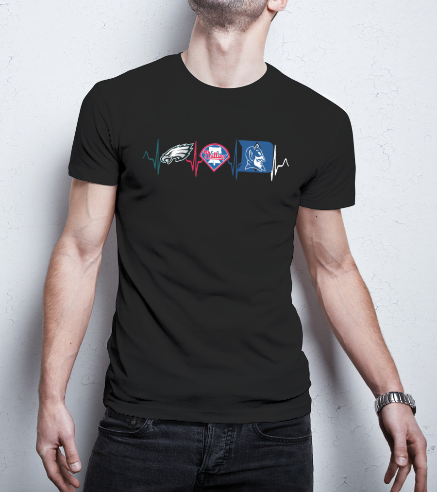 Eagles Phillies Duke Blue Devils Heartbeat T-Shirt