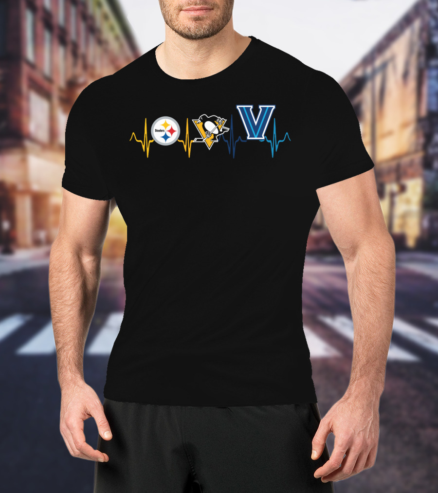 Steelers Penguins Villanova Heartbeat Passion T-Shirt