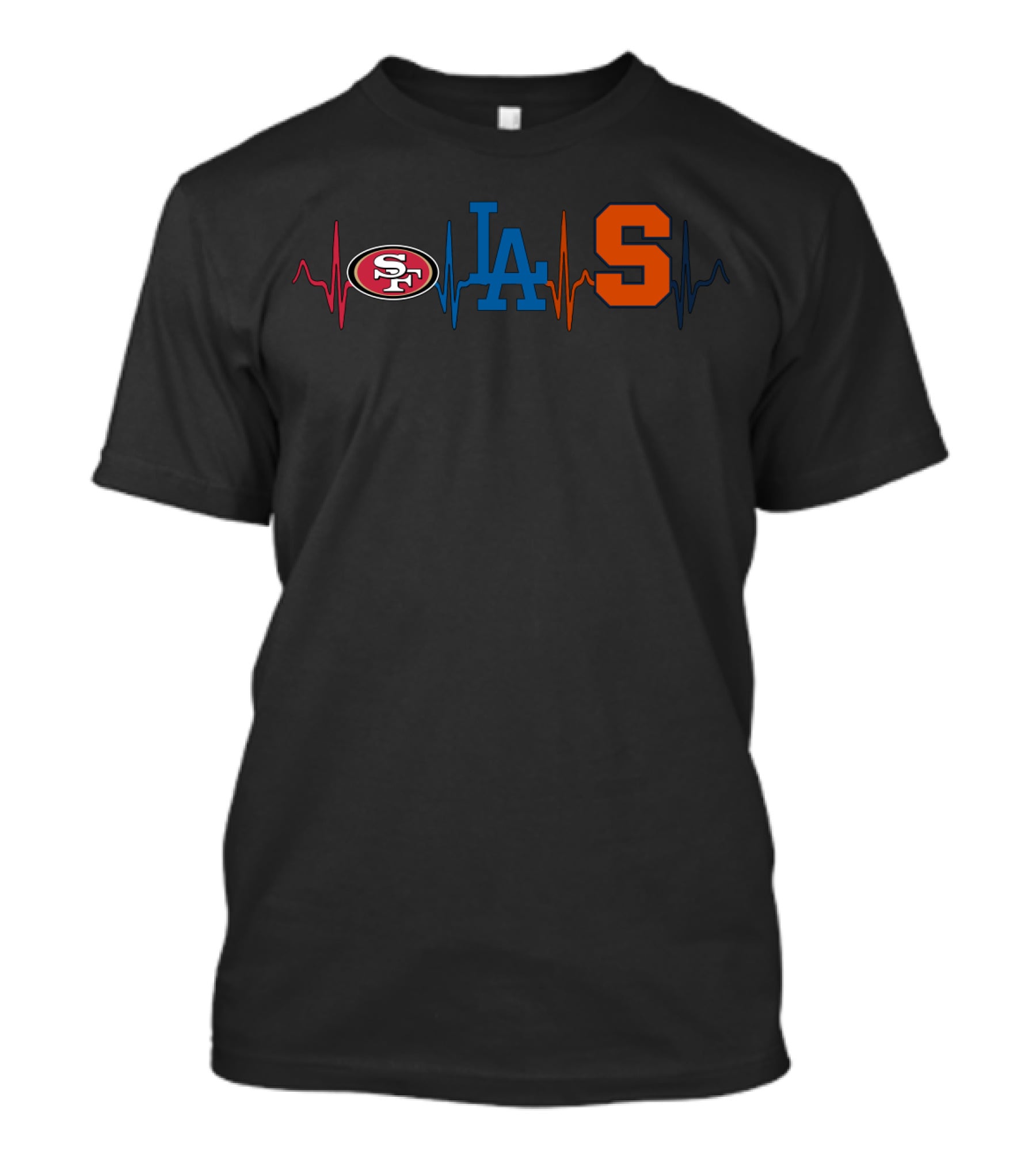 49ers Dodgers Syracuse Orange Heartbeat T-Shirt