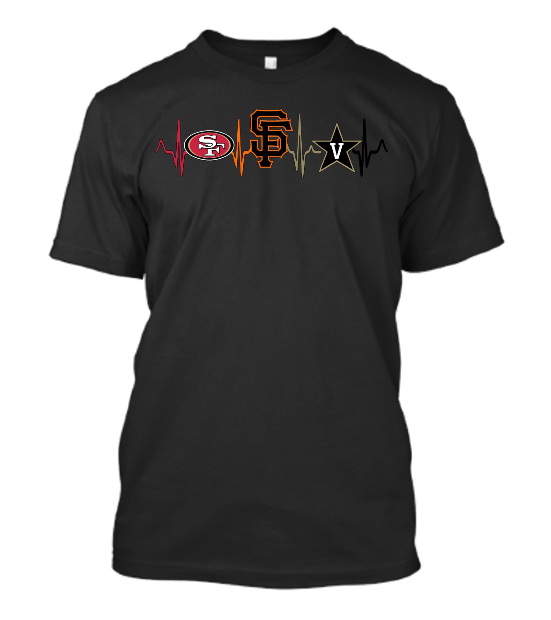 Love San Francisco 49ers Sf Giants Vanderbilt Commodores Logo Combo T-Shirt