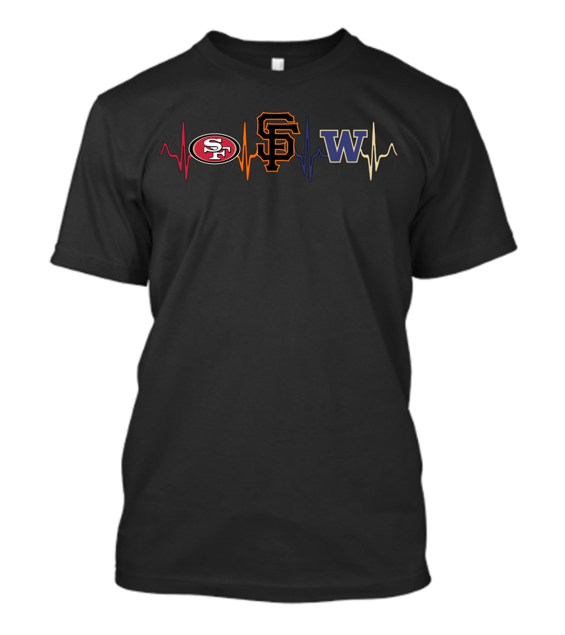 Love 49ers Giants Wh Heartbeat T-Shirt