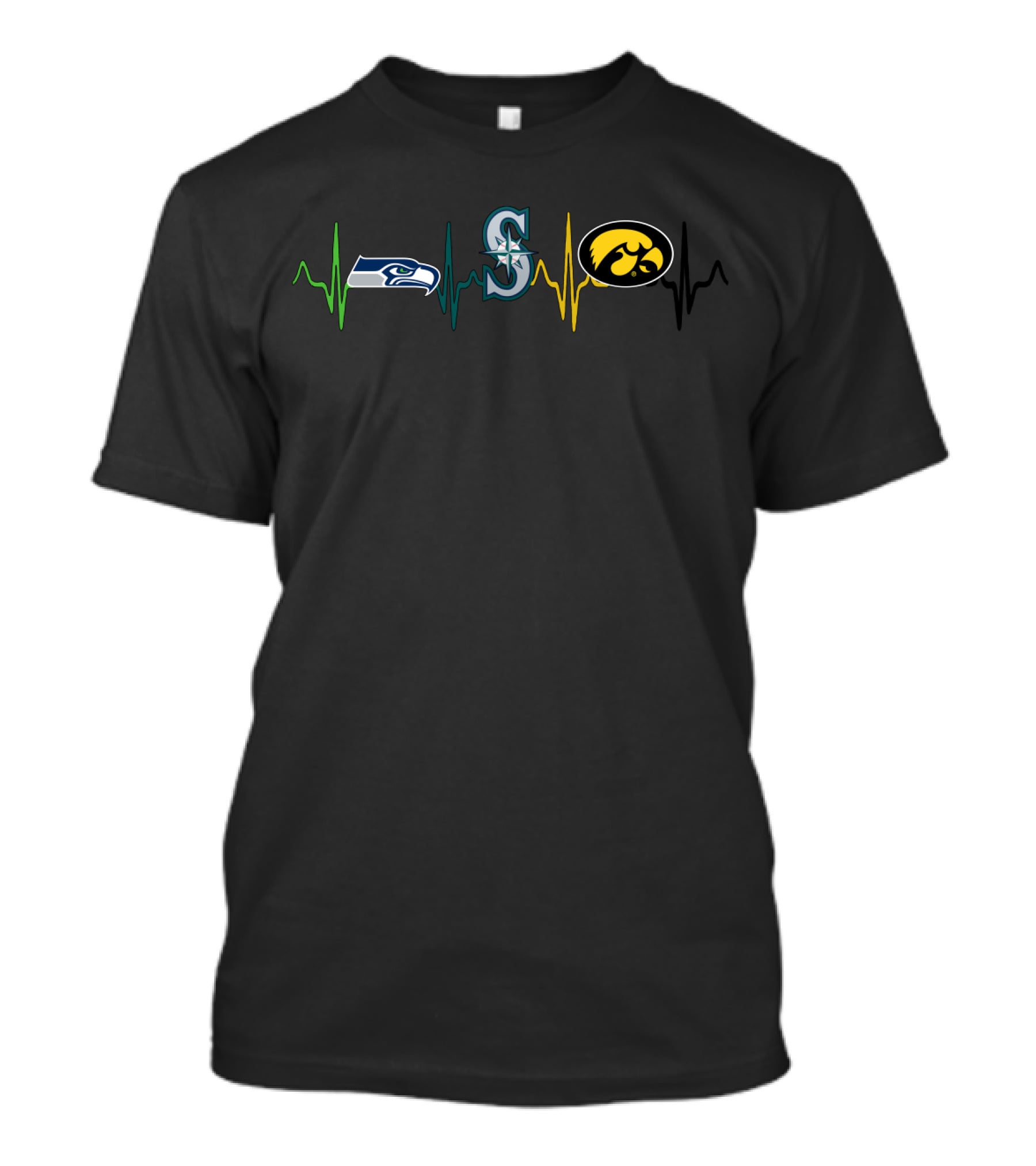 Seahawks Mariners Hawkeyes Heartbeat Line Integration T-Shirt