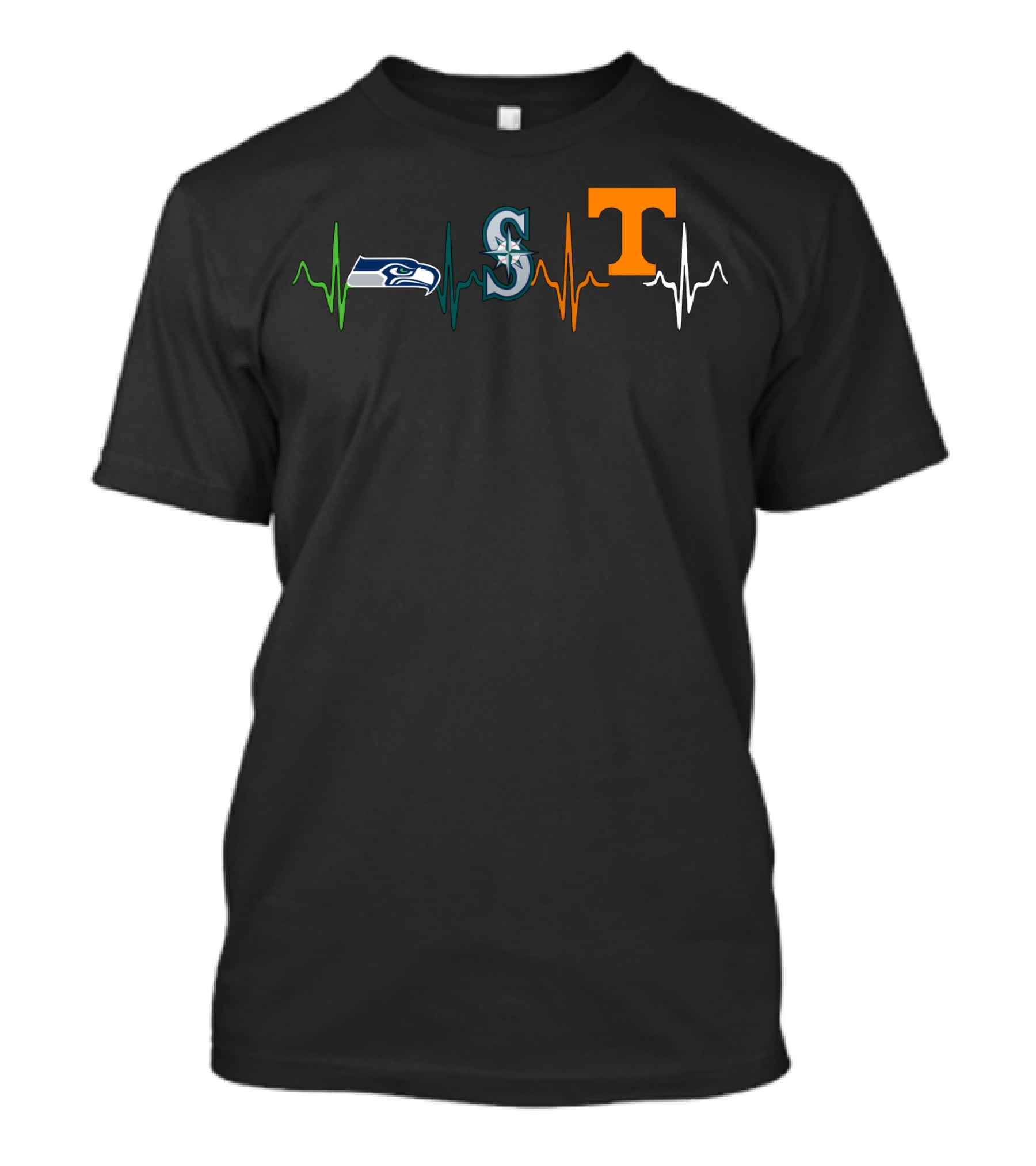 Love Seahawks Mariners Volunteers Heartbeat T-Shirt