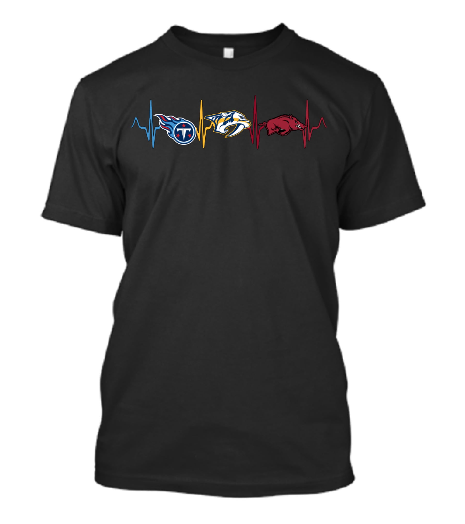 Tennessee Titans Nashville Predators Arkansas Razorbacks Heartbeat T-Shirt