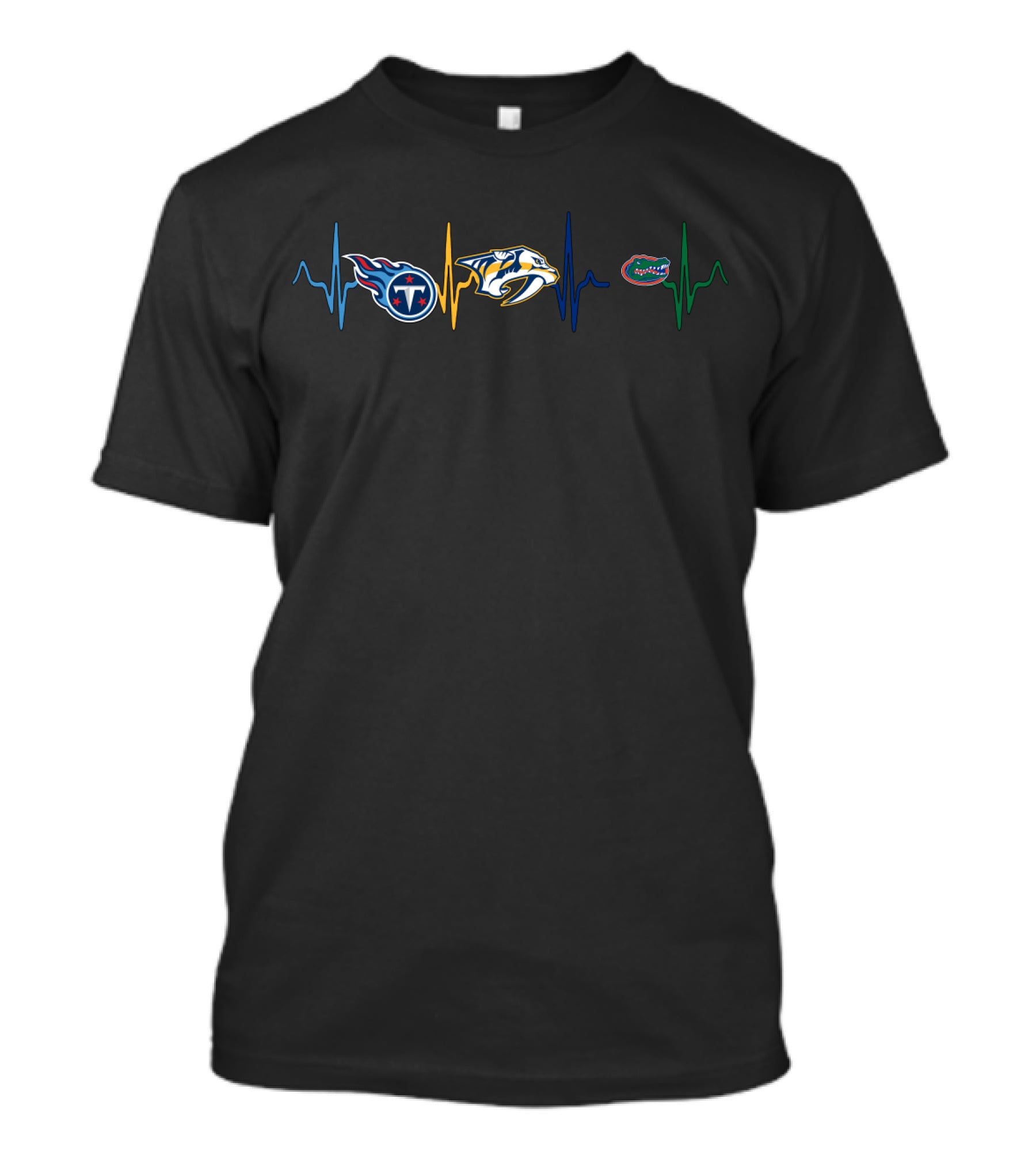 Tennessee Titans Nashville Predators Florida Gators Heartbeat Line T-Shirt
