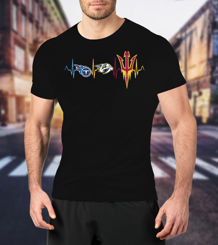Love Titans Predators State Heartbeat Logos T-Shirt