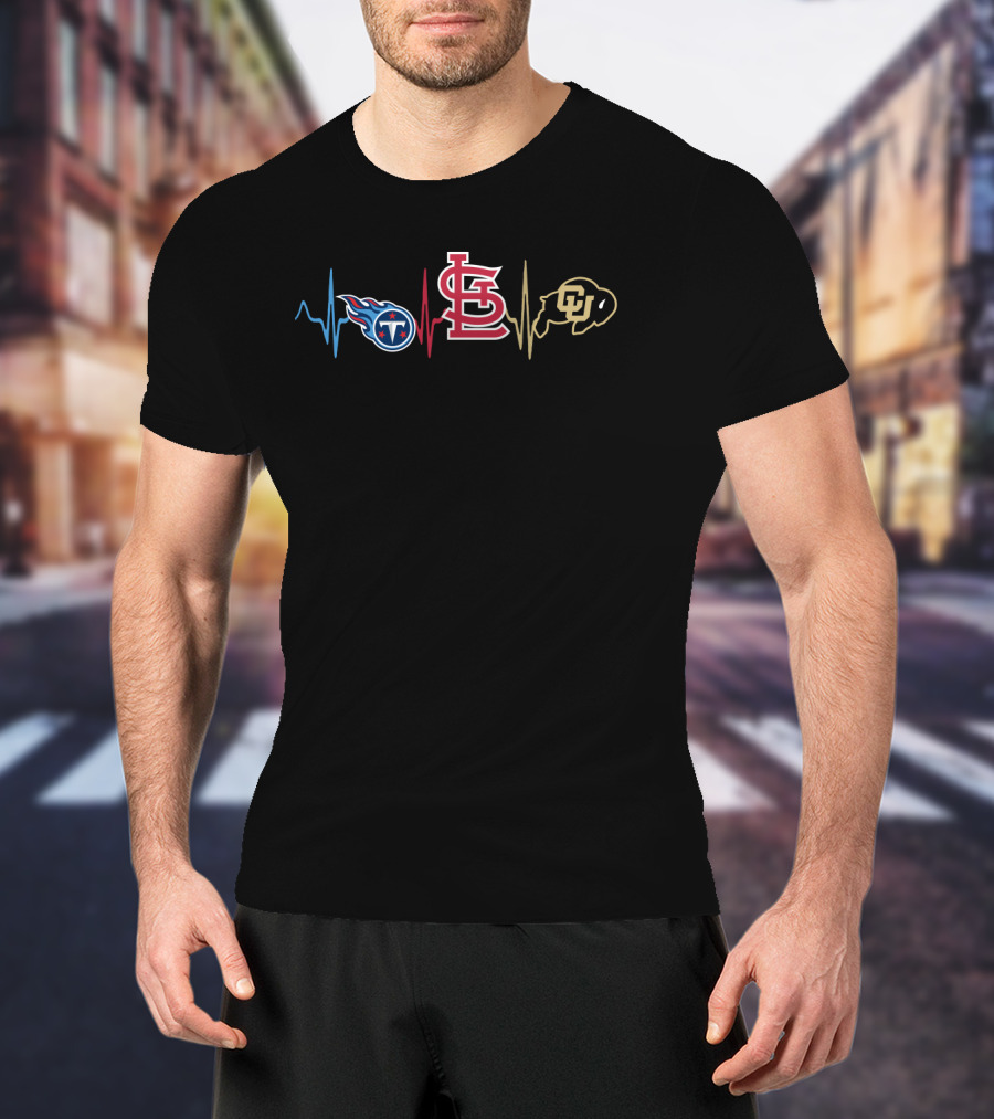 Titans St. Louis Cardinals Colorado Buffaloes Heartbeat T-Shirt