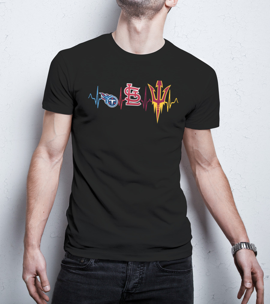 Titans St. Louis Cardinals Arizona State Heartbeat Logo Combination T-Shirt