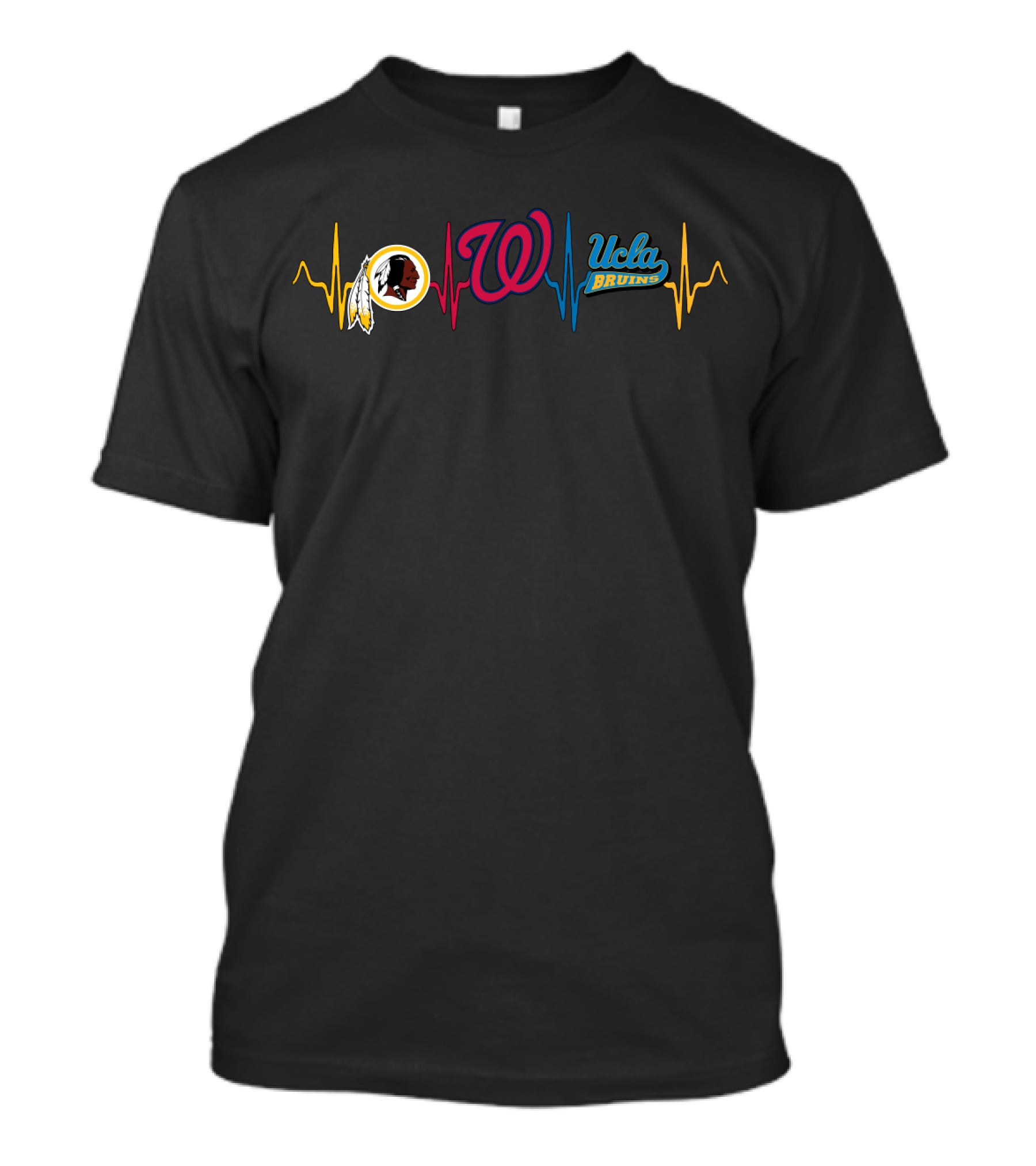 Love Washington Redskins Nationals Ucla Bruins With Heartbeat Lines T-Shirt