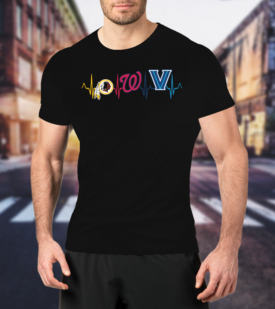 Love For Redskins Nationals Villanova Fan Heartbeat Style T-Shirt