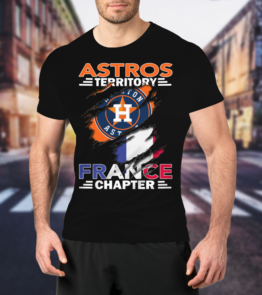 Astros Territory Houston France Chapter Flag Rip T-Shirt