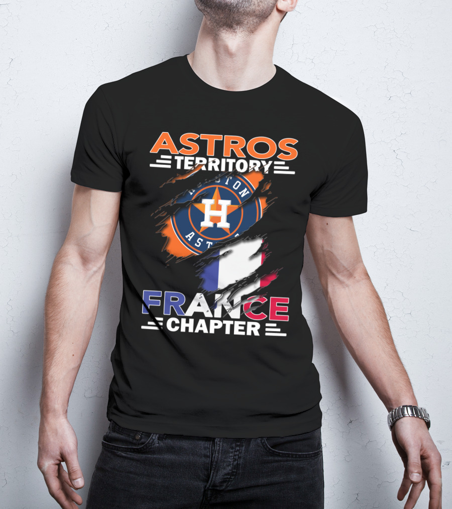 Astros Territory Houston France Chapter Flag Rip T-Shirt