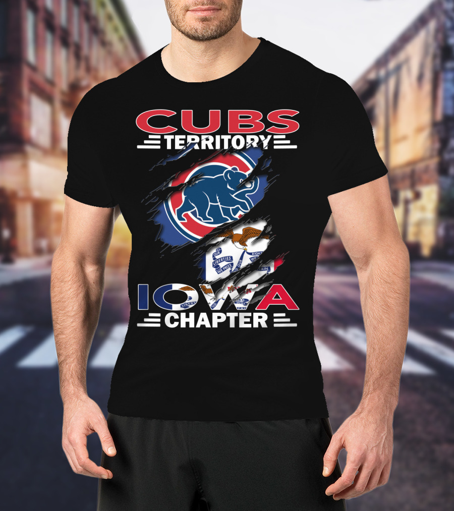 Cubs Territory Iowa Chapter Chicago Cubs Logo Illinois Flag T-Shirt