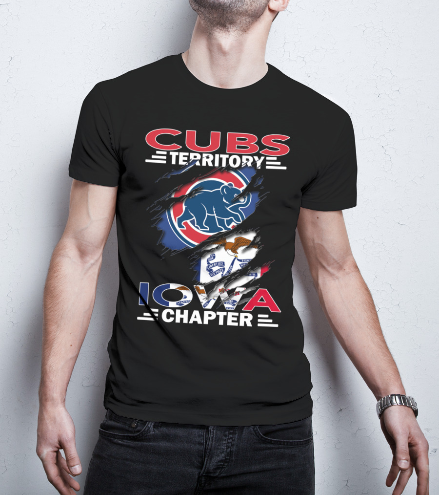 Cubs Territory Iowa Chapter Chicago Cubs Logo Illinois Flag T-Shirt