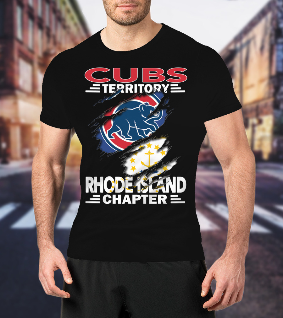 Cubs Territory Rhode Island Chapter Logo With Chicago Cubs And Rhode Island State Symbols T-Shirt