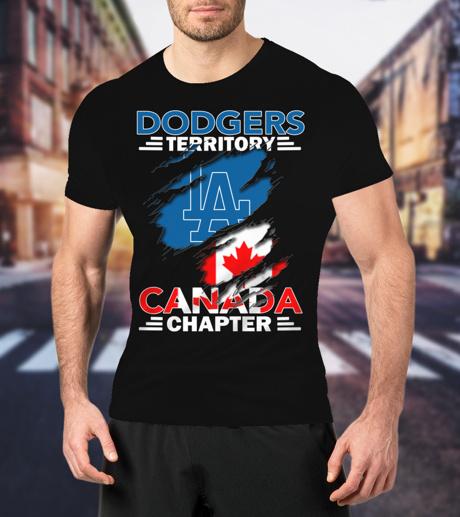 Dodgers Territory LA Logo Canada Chapter With Canadian Flag T-Shirt