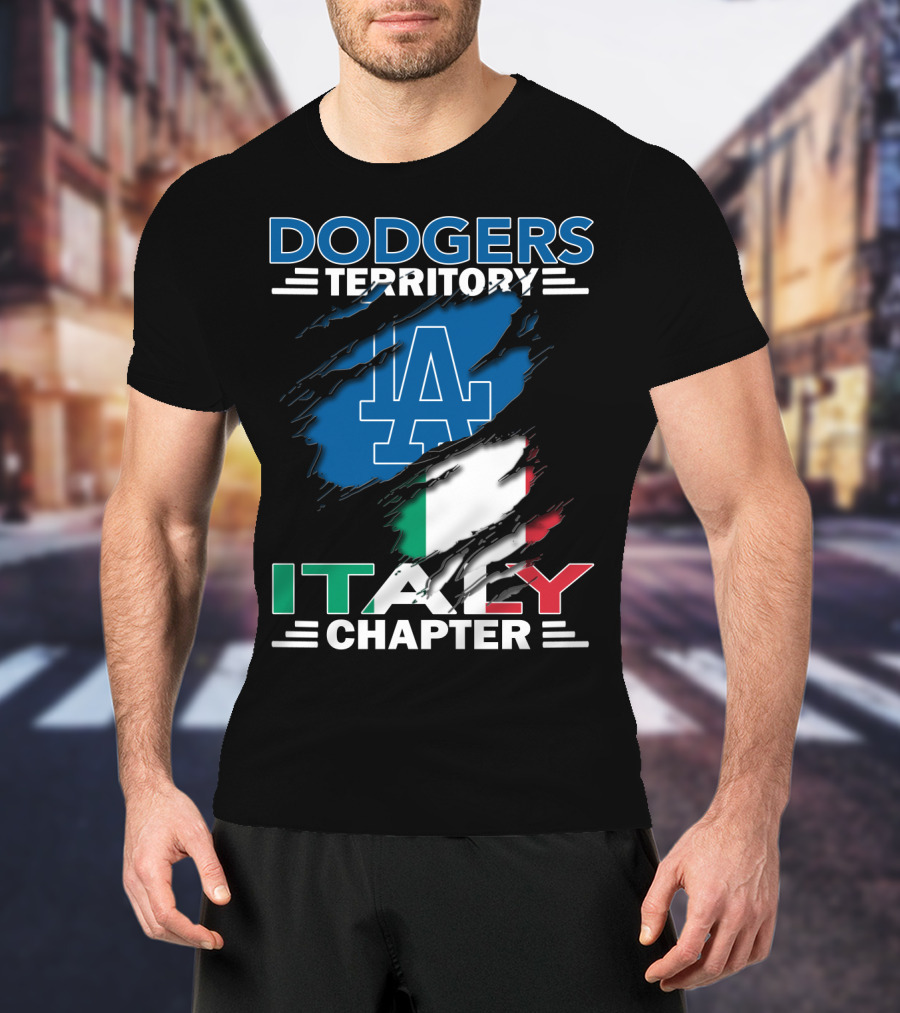 Dodgers Territory Italy Chapter LA Logo Italian Flag T-Shirt