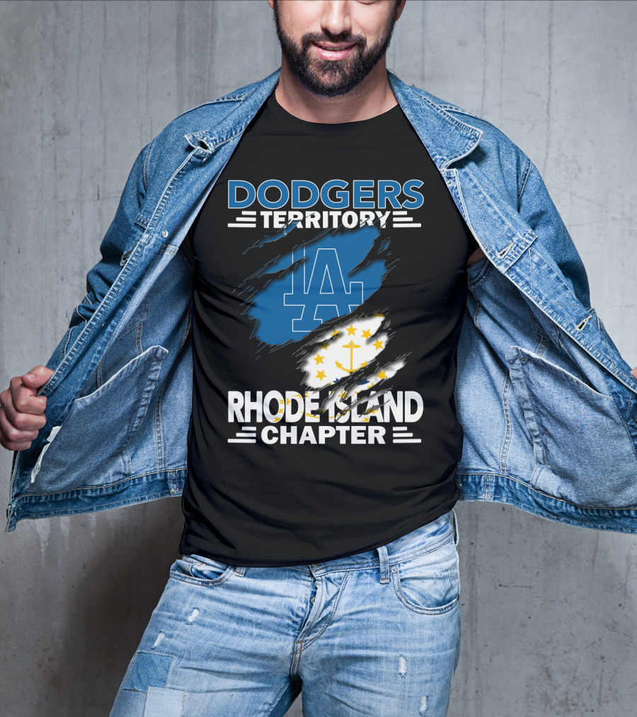 Dodgers Territory Rhode Island Chapter LA Logo Anchored T-Shirt