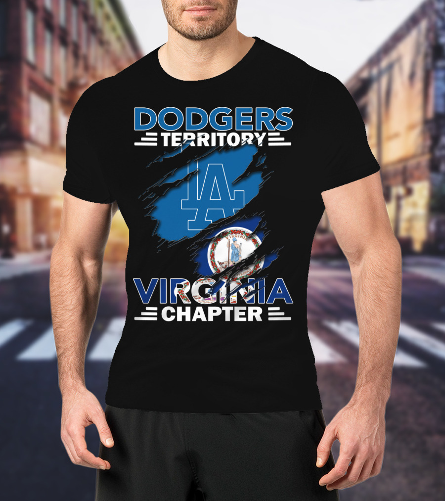 Los Angeles Dodgers LA Logo Virginia State Emblem Dodgers Territory Virginia Chapter T-Shirt