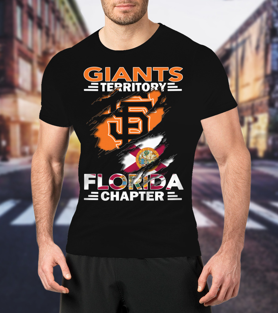 Giants Territory Florida Chapter Sf Logo And Florida Flag Fusion T-Shirt