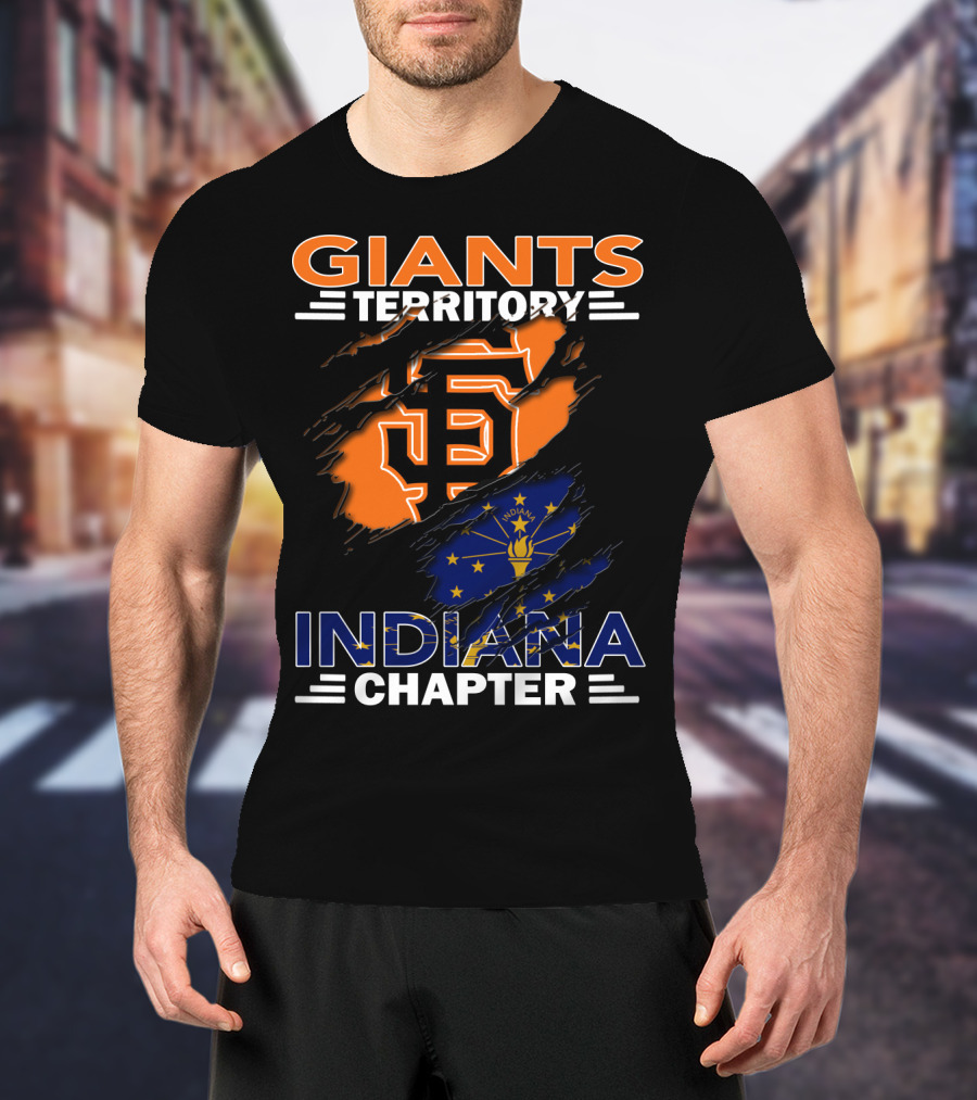 Giants Territory Indiana Chapter Sf Logo And Indiana Flag T-Shirt