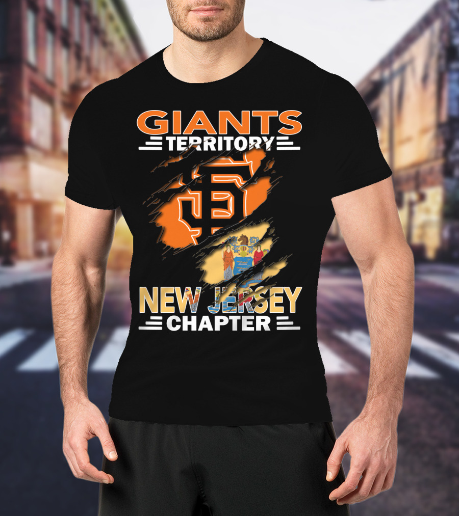 Giants Territory New Jersey Chapter San Francisco Logo And State Flag T-Shirt