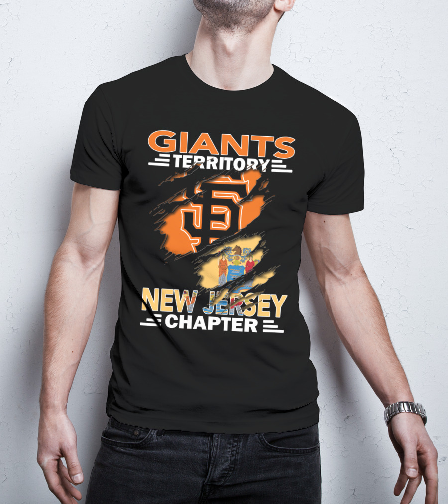 Giants Territory New Jersey Chapter San Francisco Logo And State Flag T-Shirt