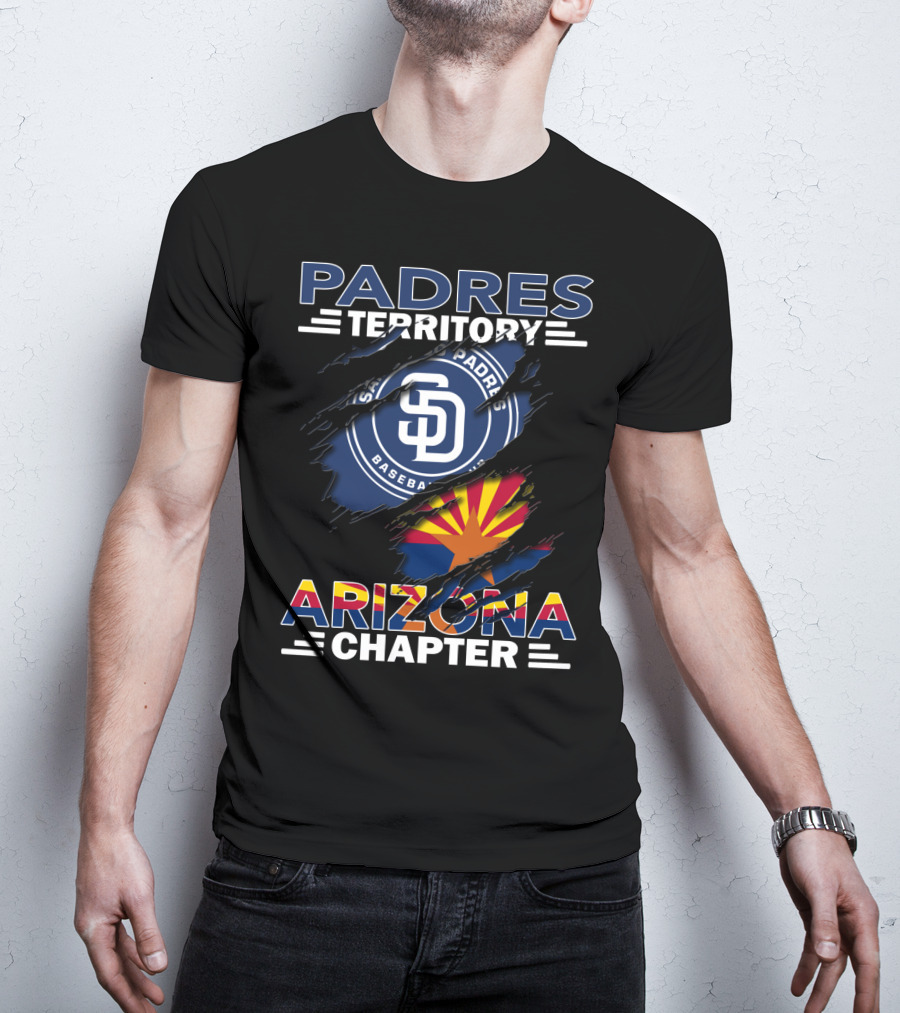 Padres Territory Arizona Chapter San Diego Baseball Logo With Arizona State Flag T-Shirt