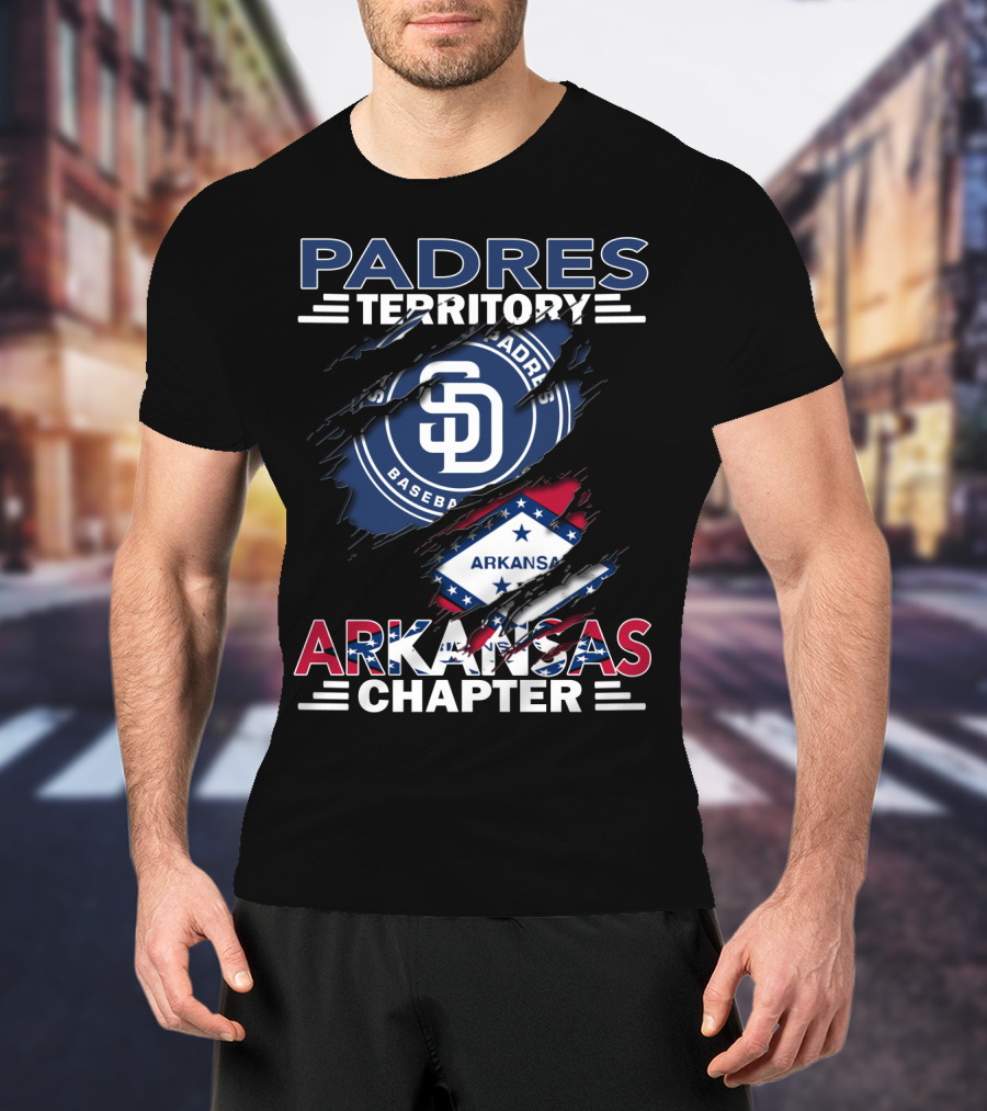 Padres Territory Arkansas Chapter SD Baseball Logo With Arkansas Flag Elements T-Shirt