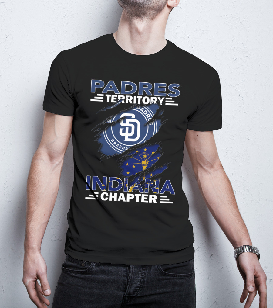 Padres Territory Indiana Chapter San Diego Baseball Indiana Flag T-Shirt