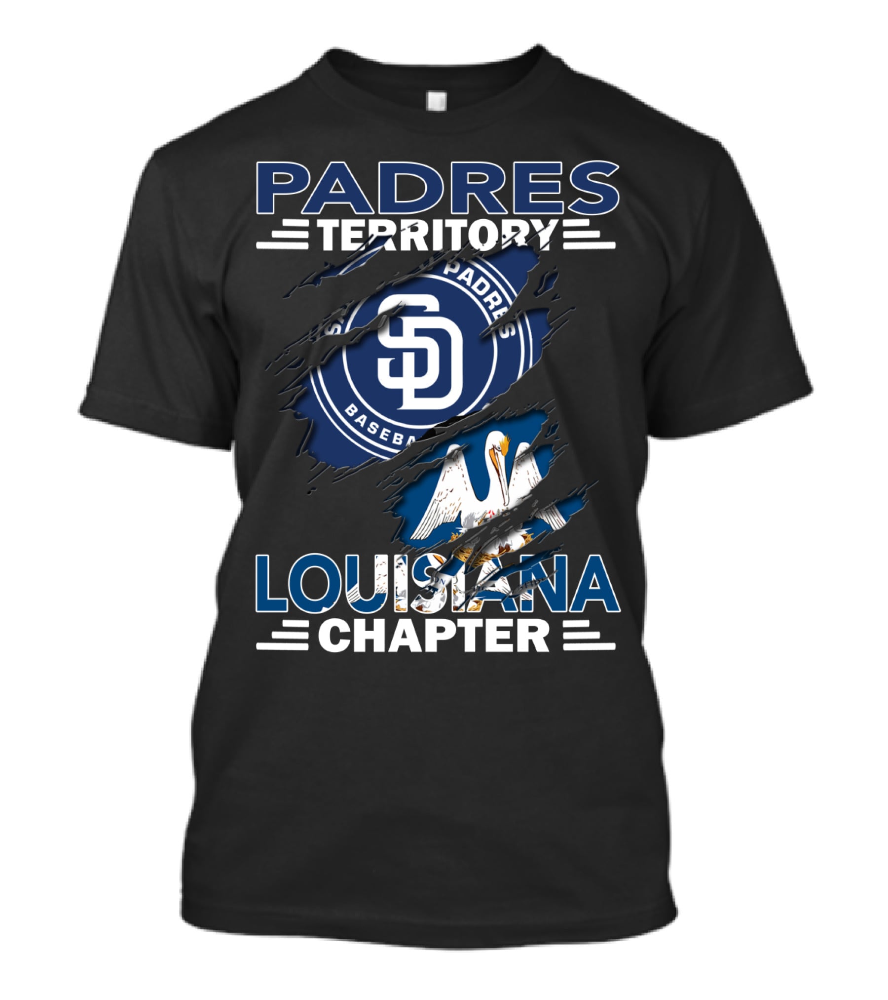 Padres Territory Baseball Louisiana Chapter Logo With Pelican T-Shirt