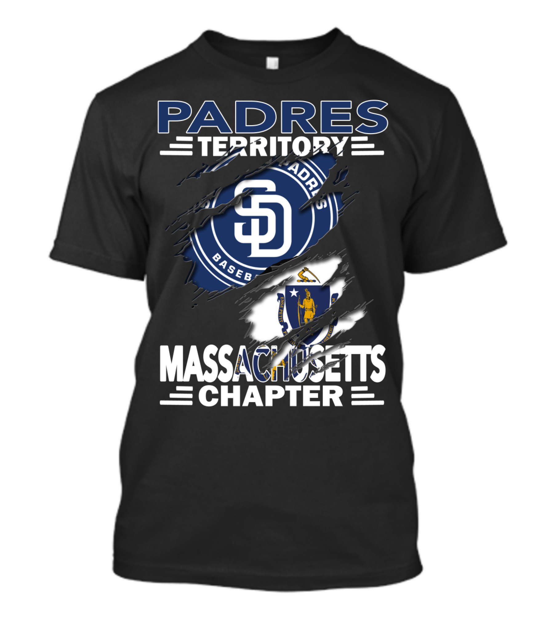 Padres Territory Massachusetts Chapter Baseball Padres Logo State Seal T-Shirt
