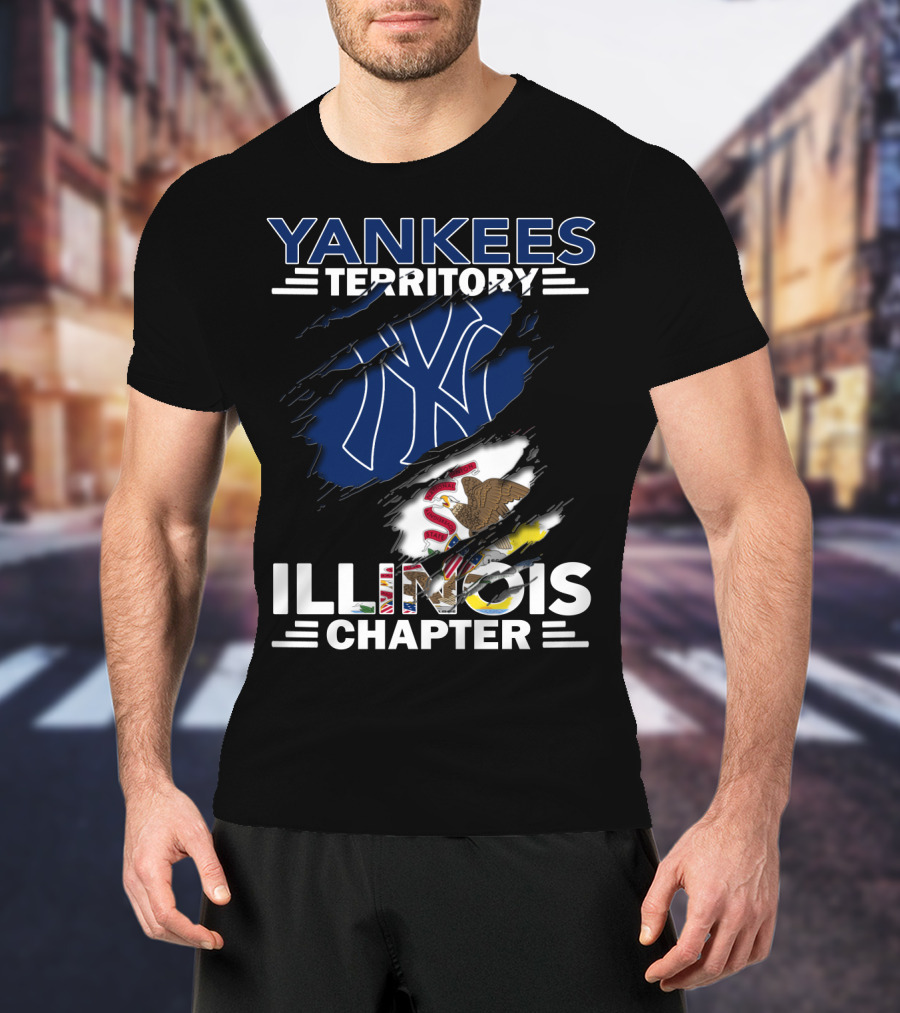 Yankees Territory Illinois Chapter Yankees Logo Illinois Flag T-Shirt