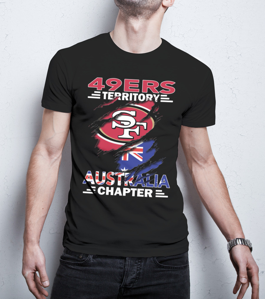 49ers Territory Australia Chapter SF Logo With Australian Flag Background T-Shirt