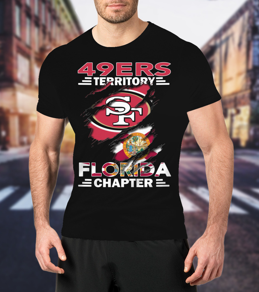 49ers Territory Florida Chapter SF Logo And Florida Flag T-Shirt