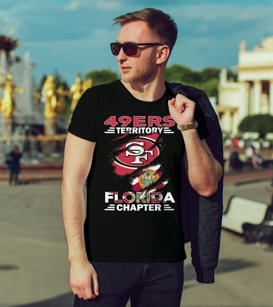 49ers Territory Florida Chapter SF Logo And Florida Flag T-Shirt