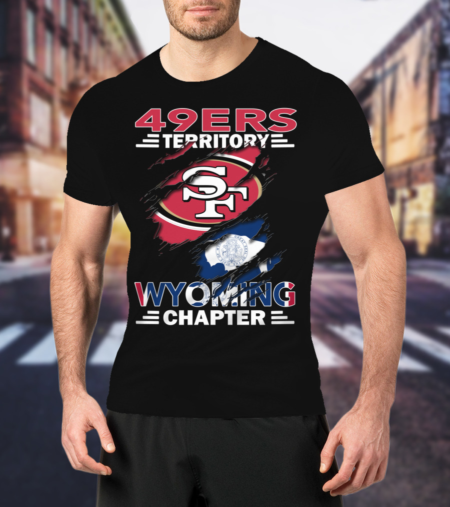 49ers Territory Wyoming Chapter SF Logo And Wyoming Flag T-Shirt