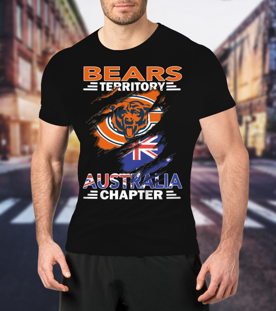 Bears Territory Australia Chapter Chicago Bears Australian Flag Scratch T-Shirt