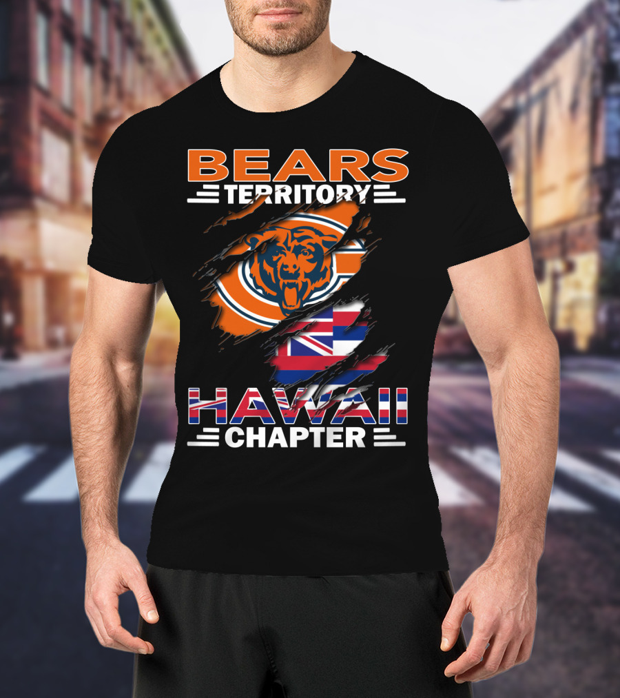 Bears Territory Hawaii Chapter Logo With Bear And Hawaiian Flag Elements T-Shirt