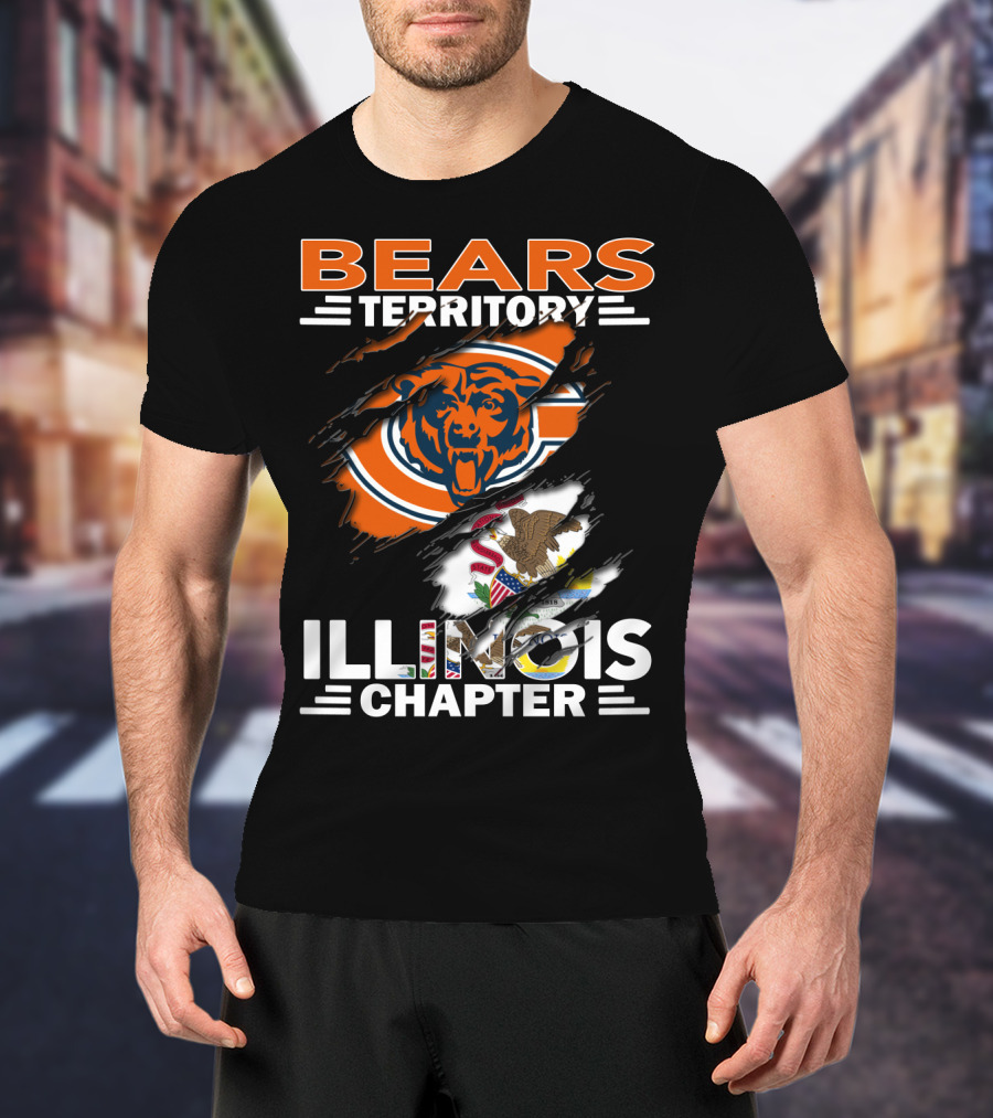 Bears Territory Illinois Chapter Chicago Bears Logo And Illinois State Flag T-Shirt