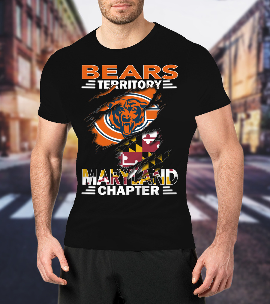 Bears Territory Maryland Chapter Chicago Bears Maryland Flag Fan Club T-Shirt