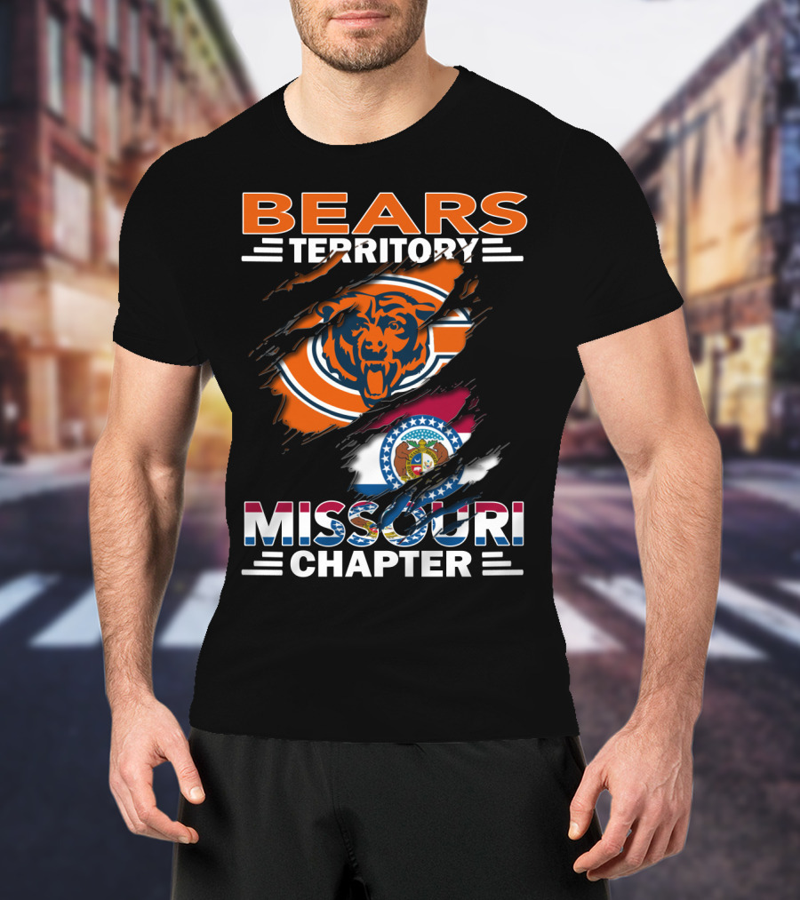 Bears Territory Missouri Chapter Chicago Bears And Missouri State Flag T-Shirt
