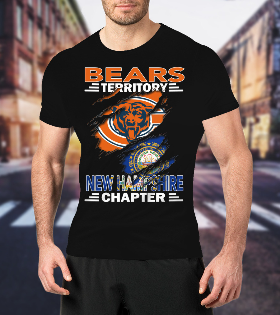 Bears Territory New Hampshire Chapter Chicago Bears Logo New Hampshire State Flag T-Shirt