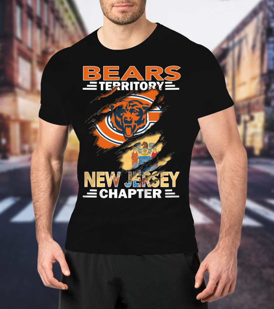 Bears Territory New Jersey Chapter Chicago Bears Logo And State Flag Integration T-Shirt