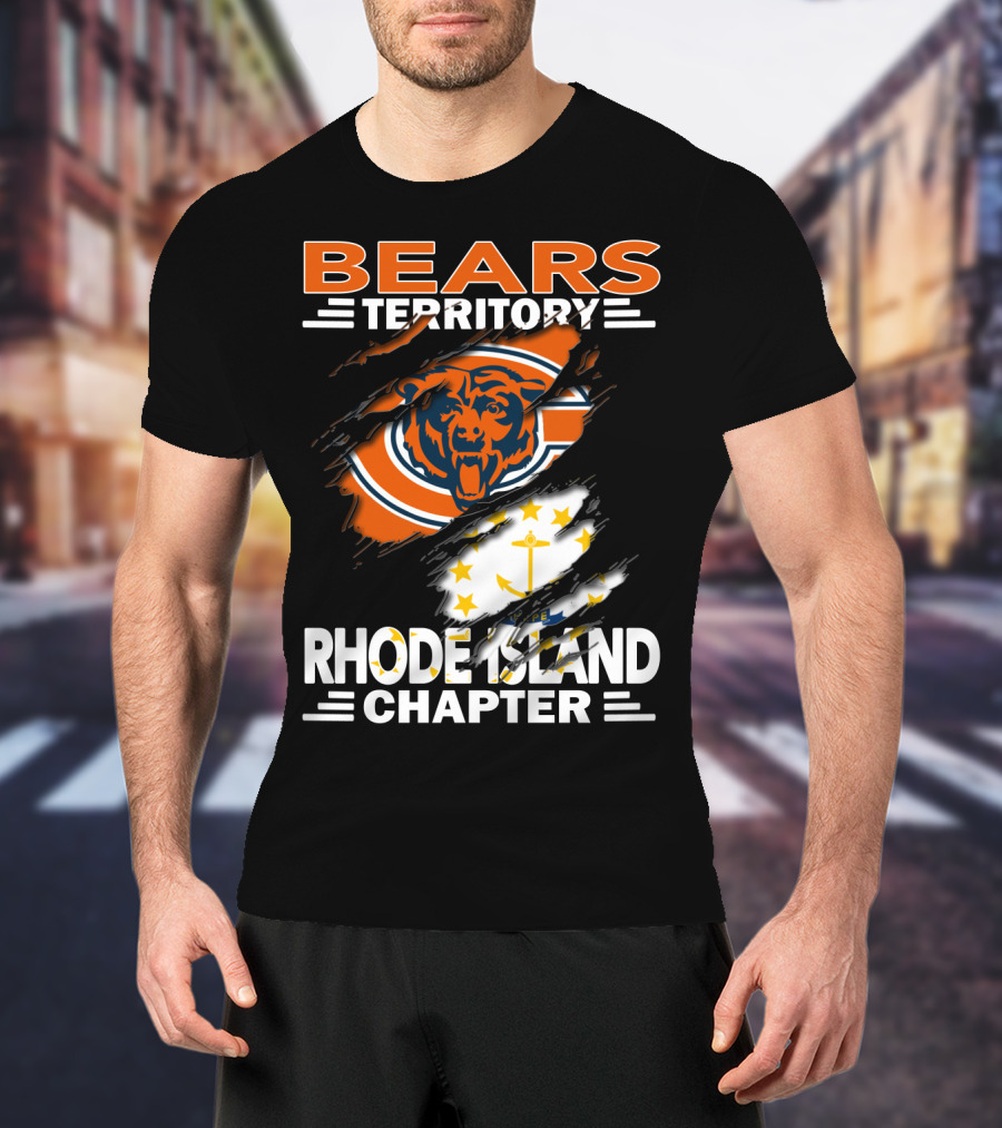 Bears Territory Rhode Island Chapter Chicago Bears Logo And Rhode Island Flag T-Shirt